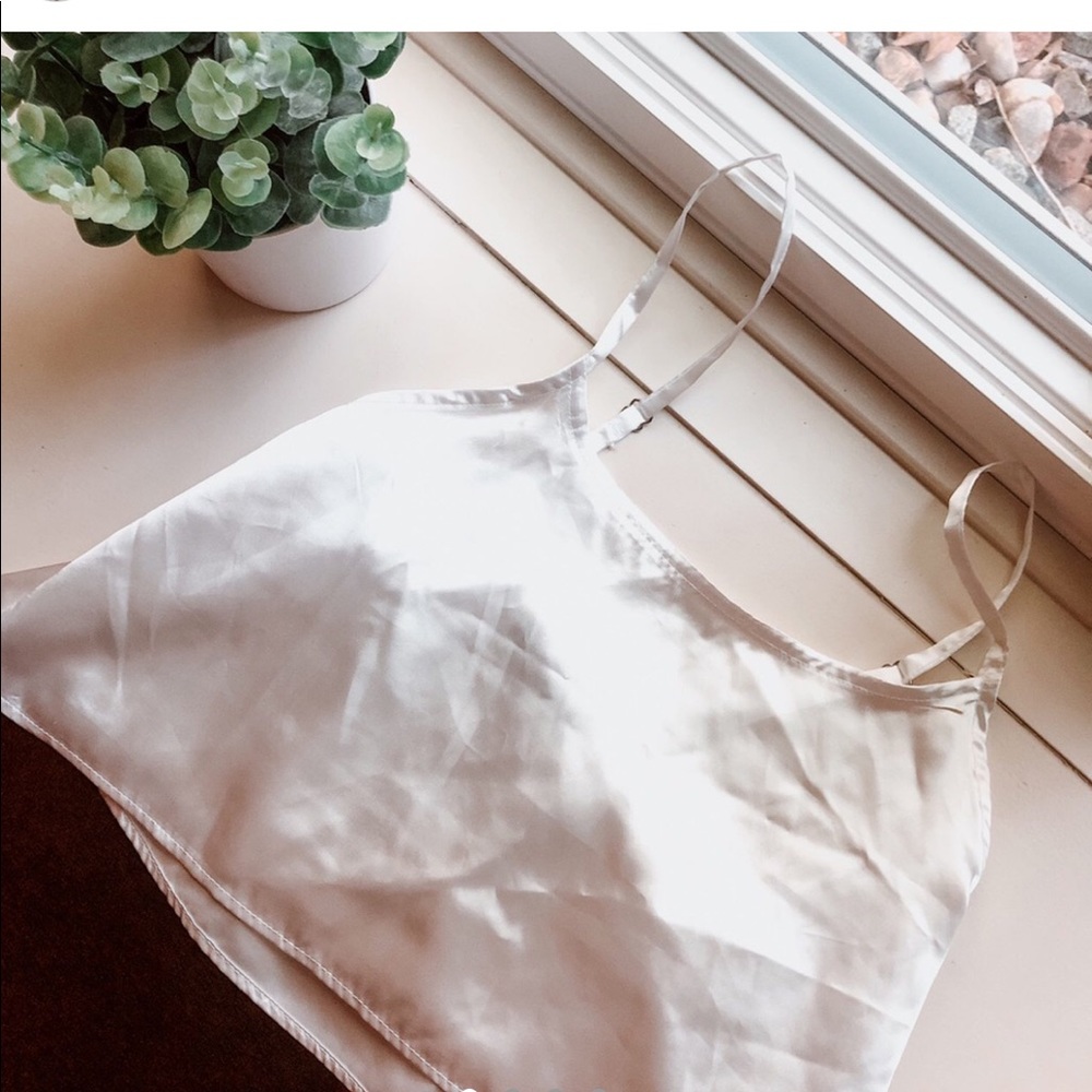 Boohoo silk white tank